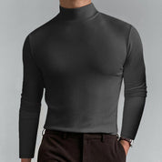 Langærmet fit herre-t-shirt med opretstående krave - Fritjof