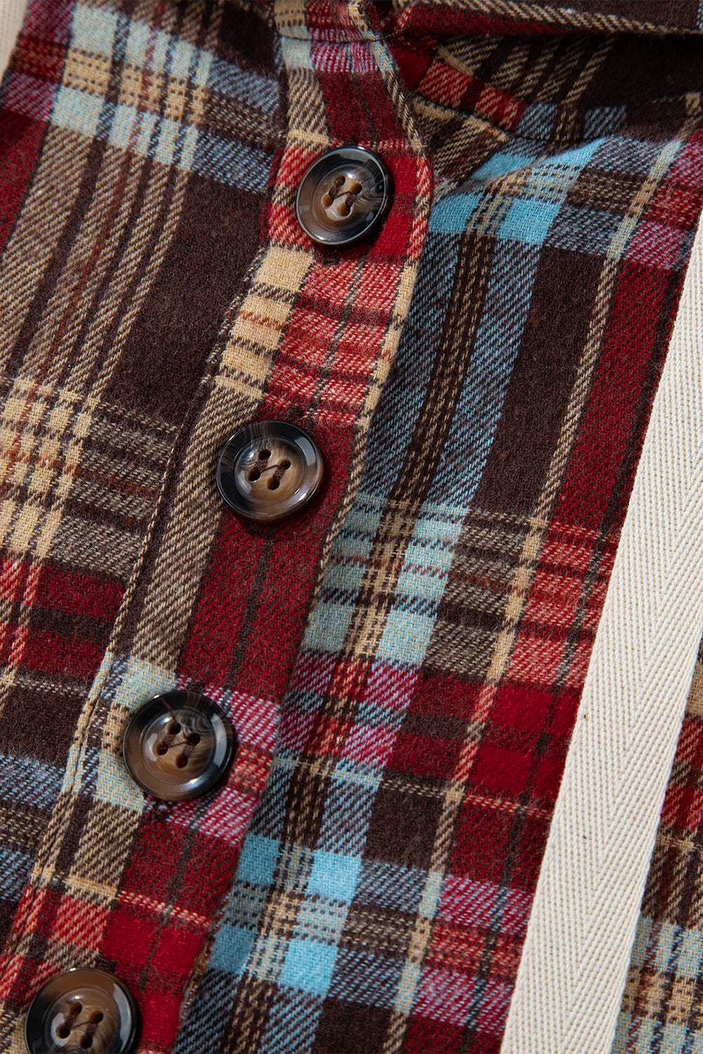 Ildrød plus size plaid kængurulomme hættetrøje med snøre - Mehva