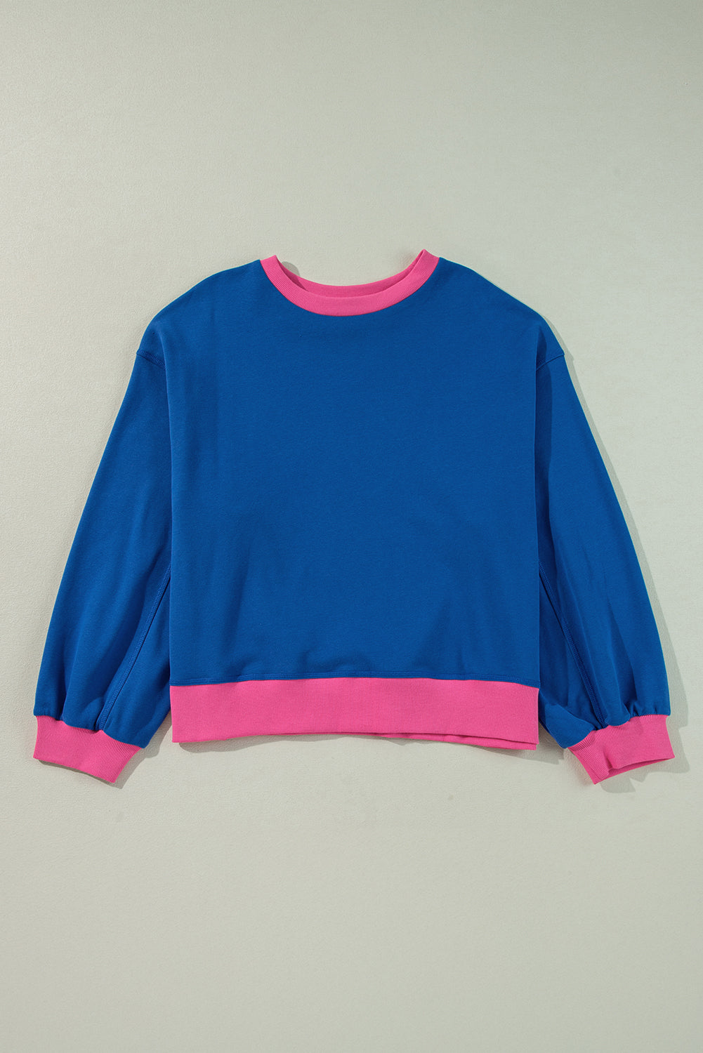 Himmelblå color block kant ballonærmer plus size sweater - Sazasa