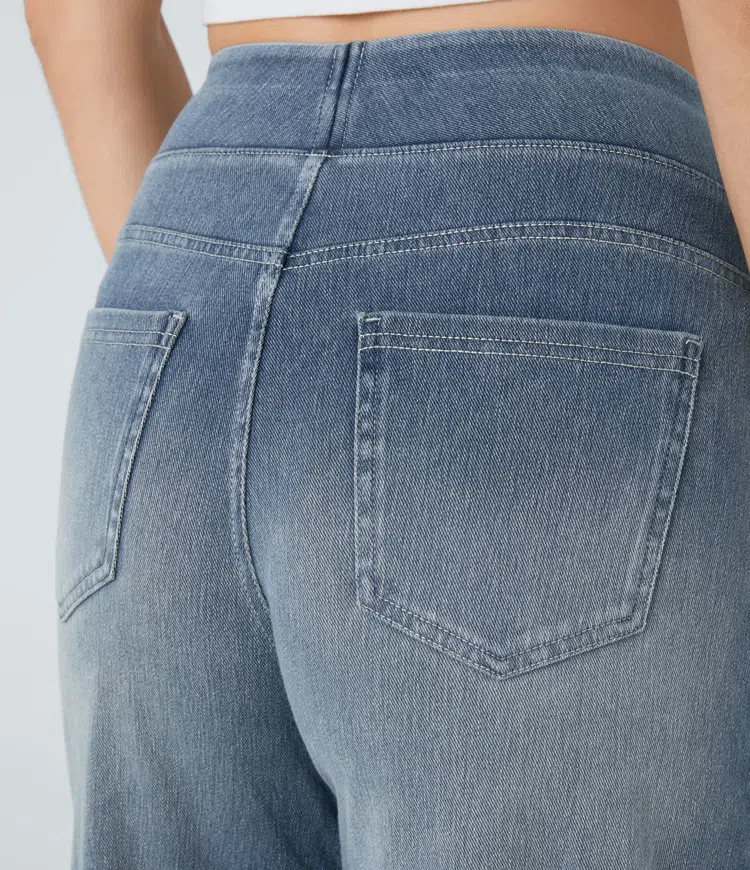 Højtaljede Jeans med Brede Ben og Strække til Kvinder - Otana