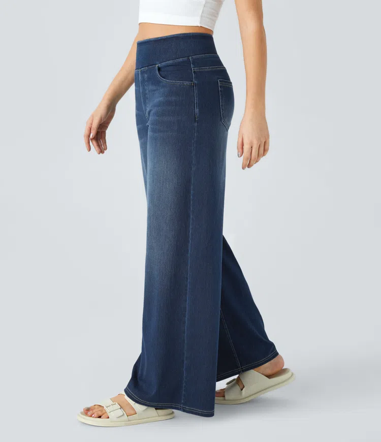 Højtaljede Jeans med Brede Ben og Strække til Kvinder - Otana