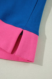 Himmelblå color block kant ballonærmer plus size sweater - Sazasa