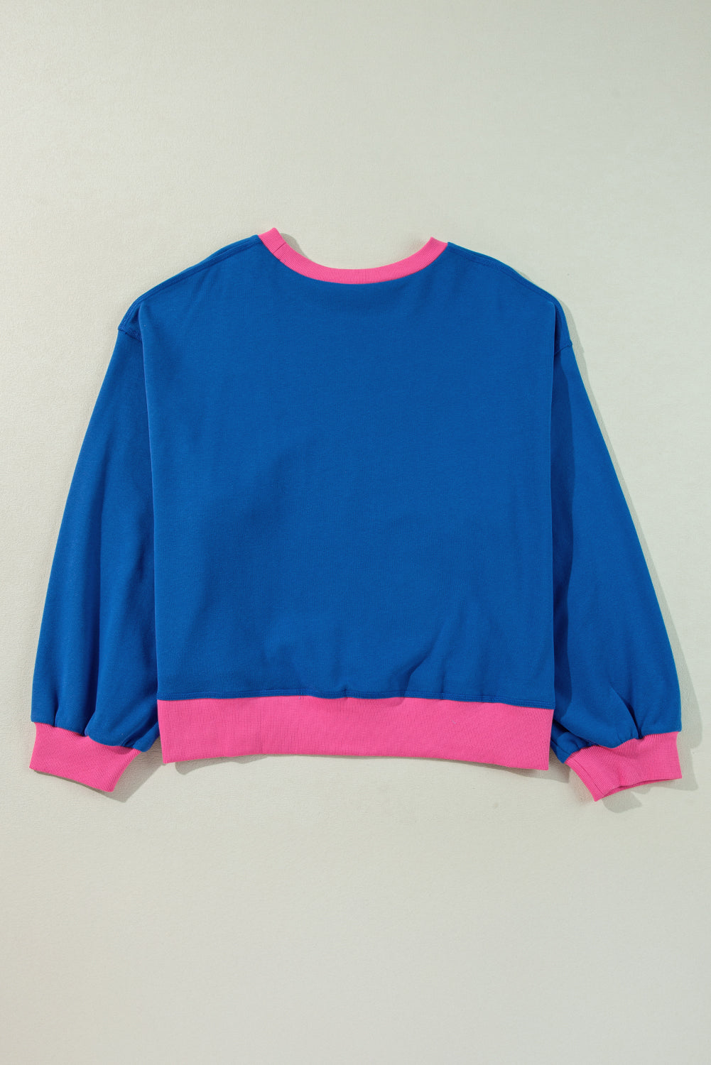 Himmelblå color block kant ballonærmer plus size sweater - Sazasa