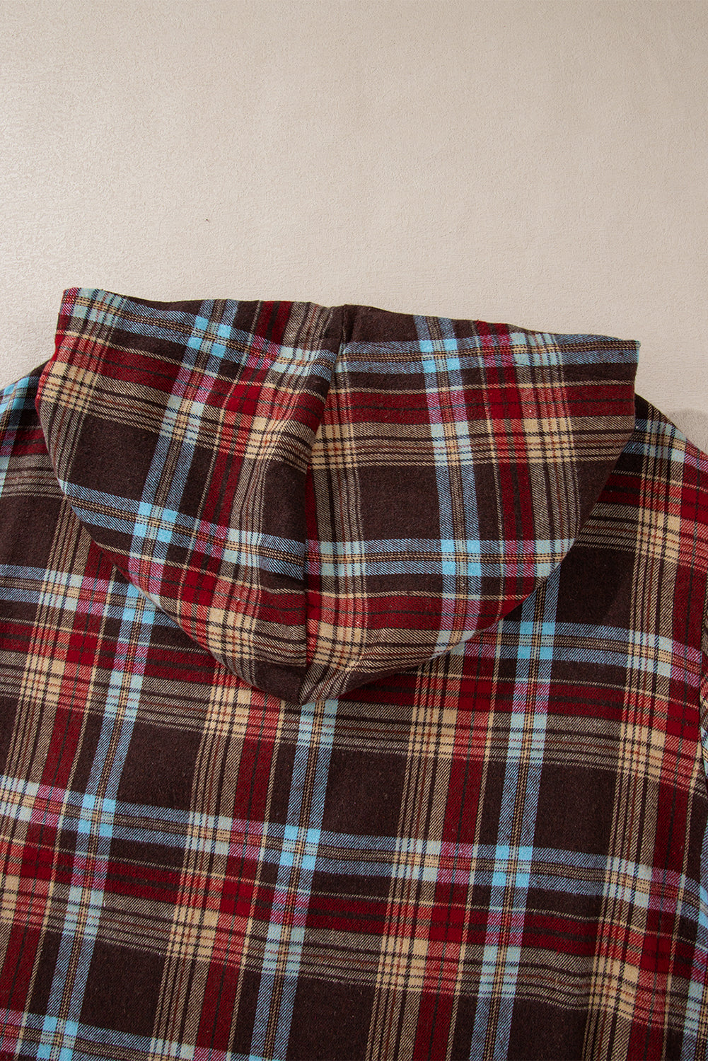 Ildrød plus size plaid kængurulomme hættetrøje med snøre - Mehva