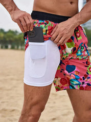 Kenan - Sorte Flamingo badeshorts