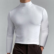Langærmet fit herre-t-shirt med opretstående krave - Fritjof