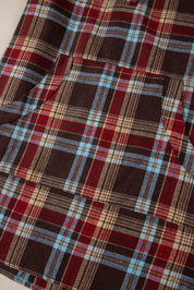 Ildrød plus size plaid kængurulomme hættetrøje med snøre - Mehva