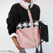 Elegant langærmet strikket top med print - Panela