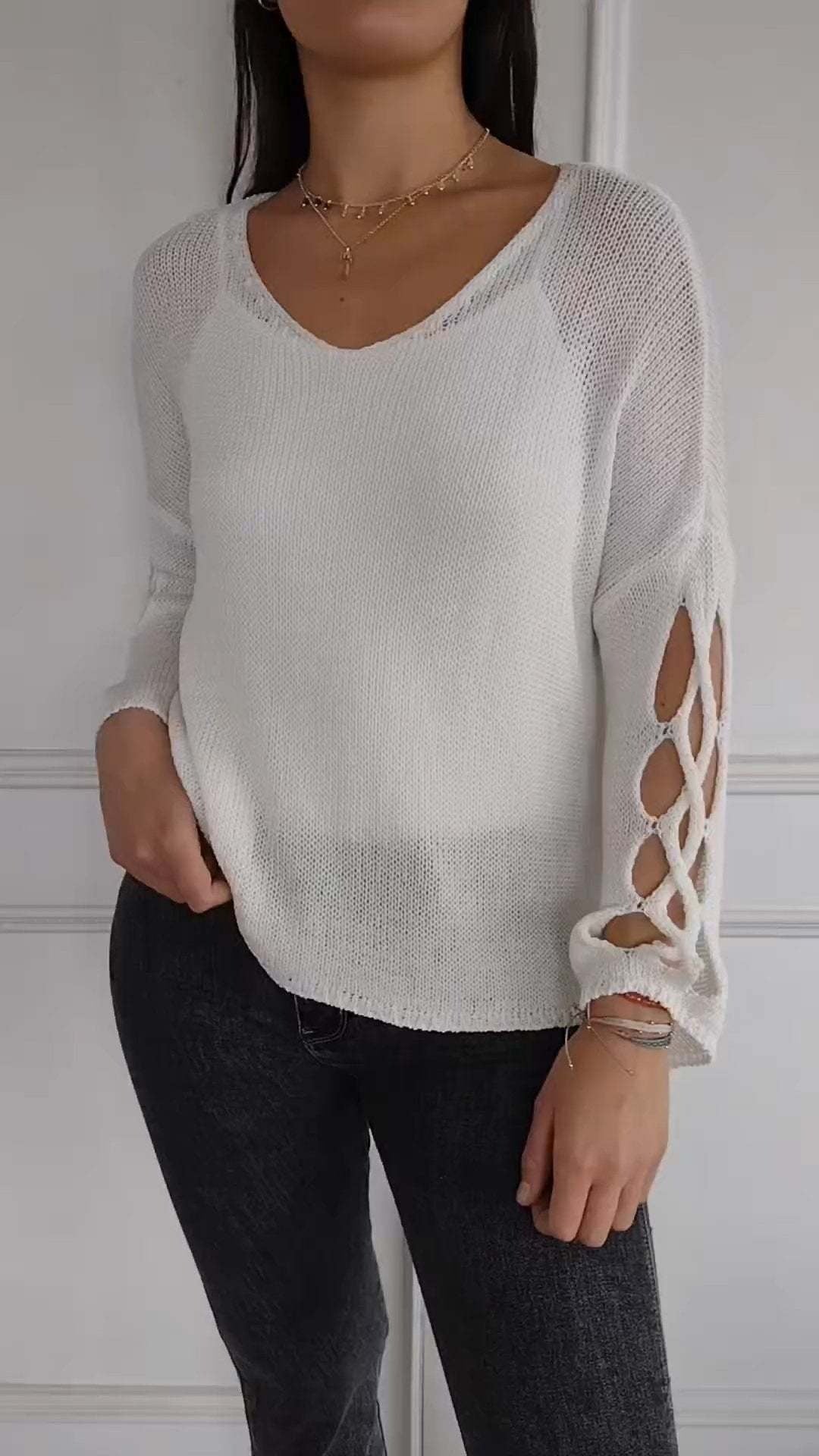 Hollow Design Casual Sweater - Justine