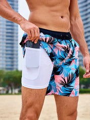 Kenan - Sorte Flamingo badeshorts