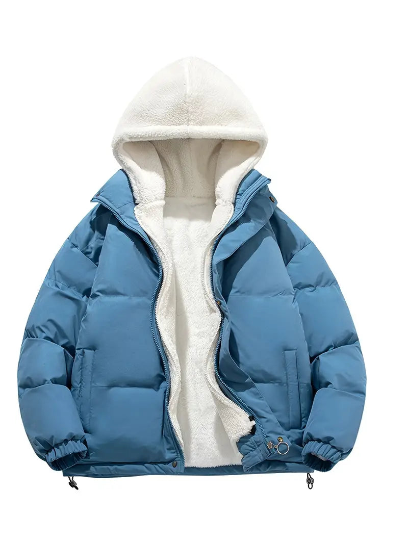 Hyggelig fleece vinterjakke med hætte - Alicias