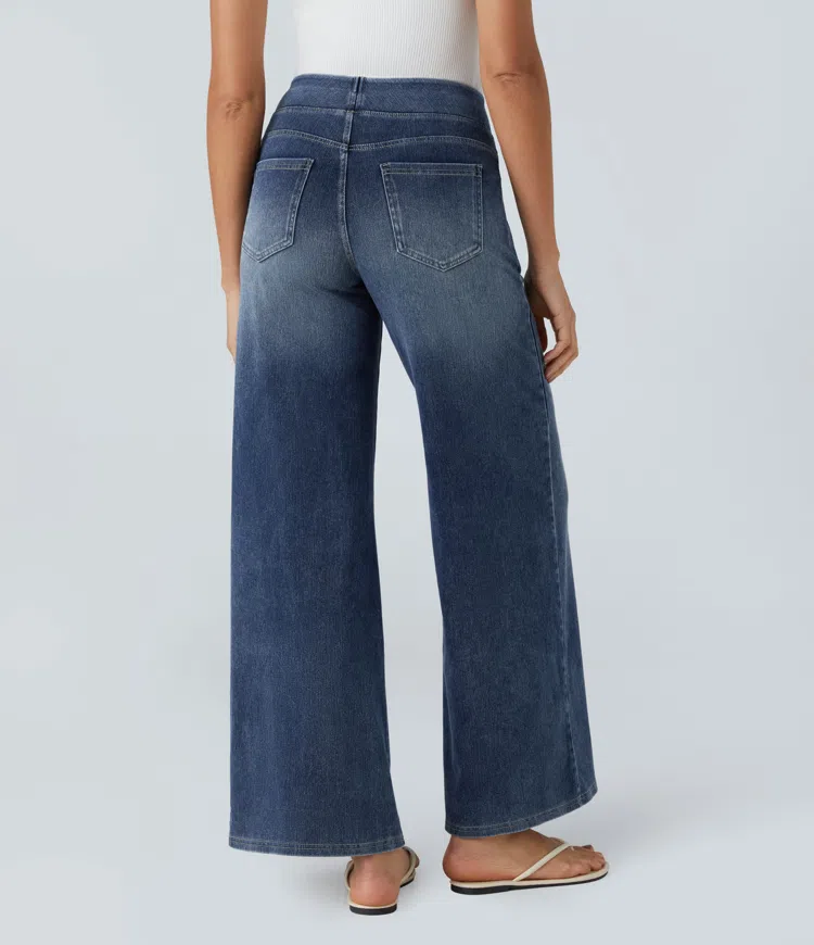 Højtaljede Jeans med Brede Ben og Strække til Kvinder - Otana