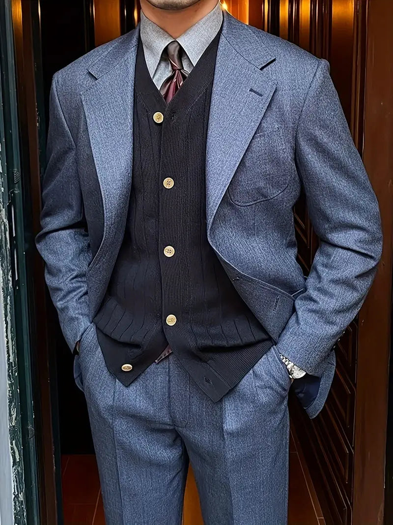 Klassisk strik cardigan til mænd med knaplukning - Marcus