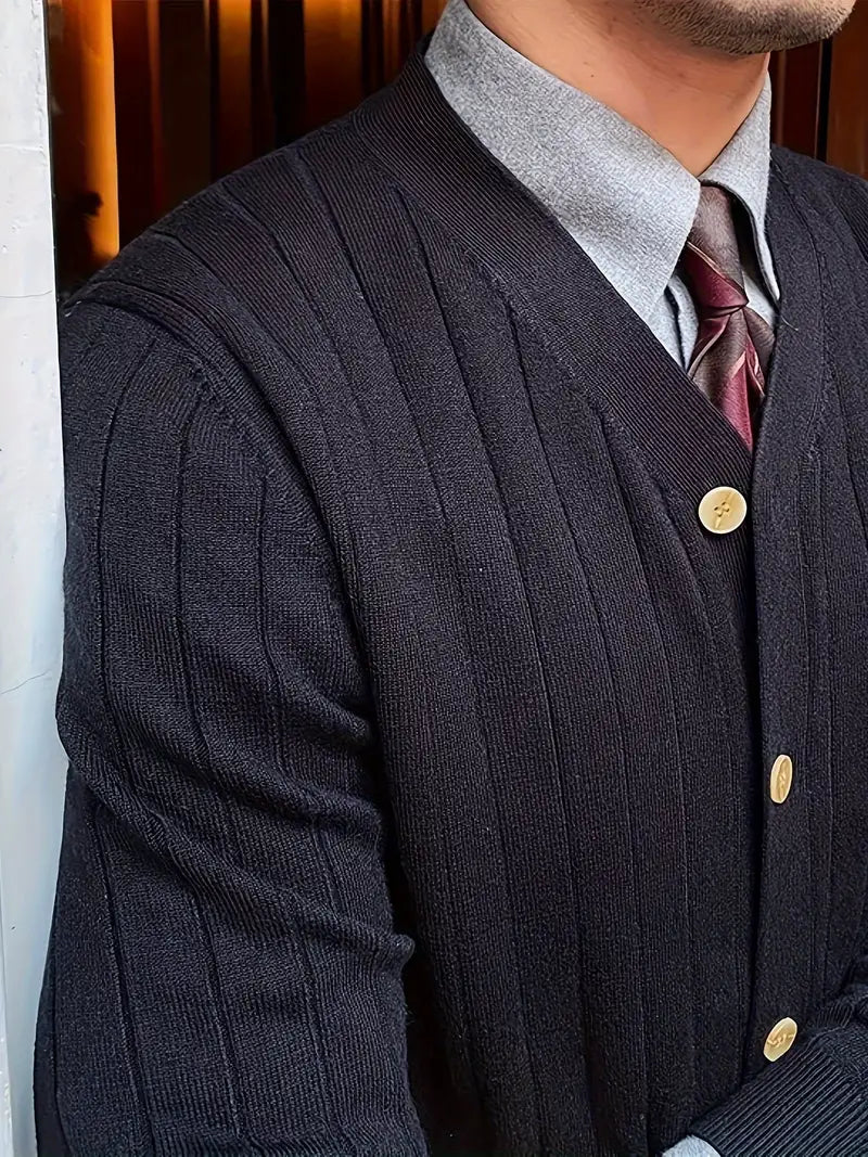 Klassisk strik cardigan til mænd med knaplukning - Marcus