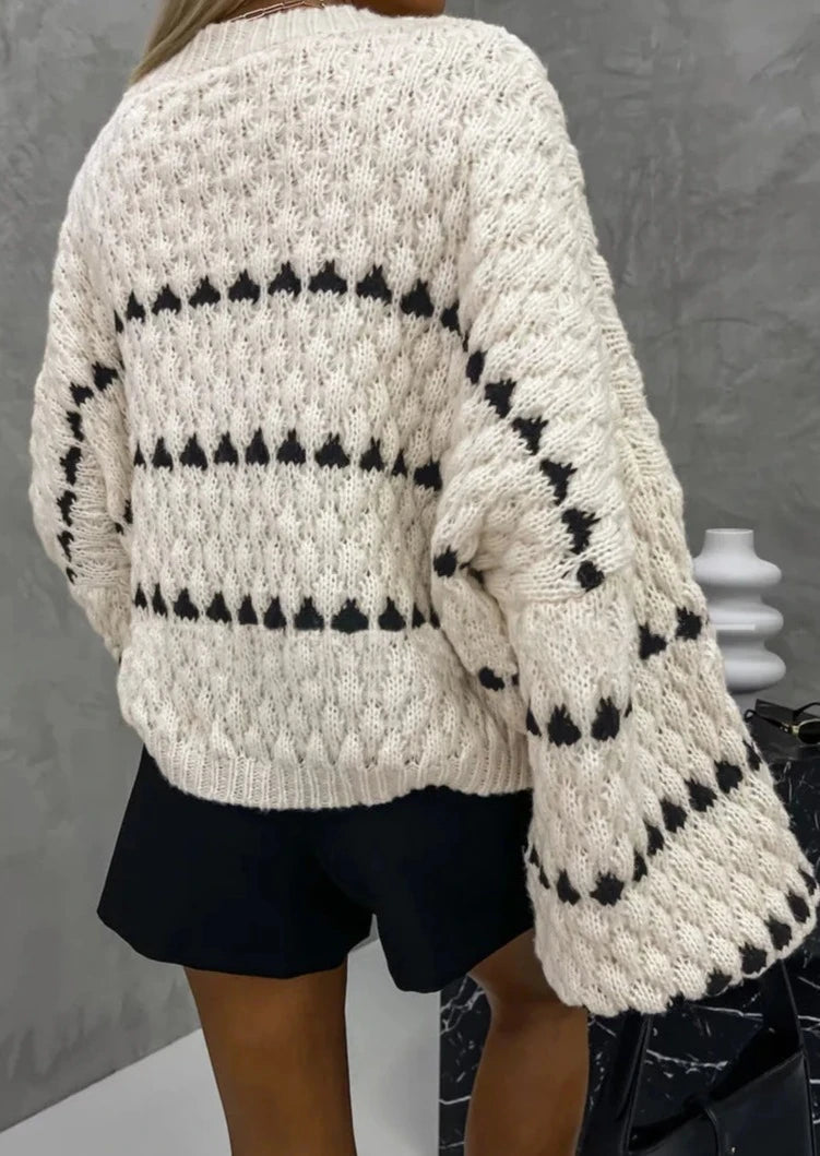 Off white stribet blød trøje til kvinder - Tates