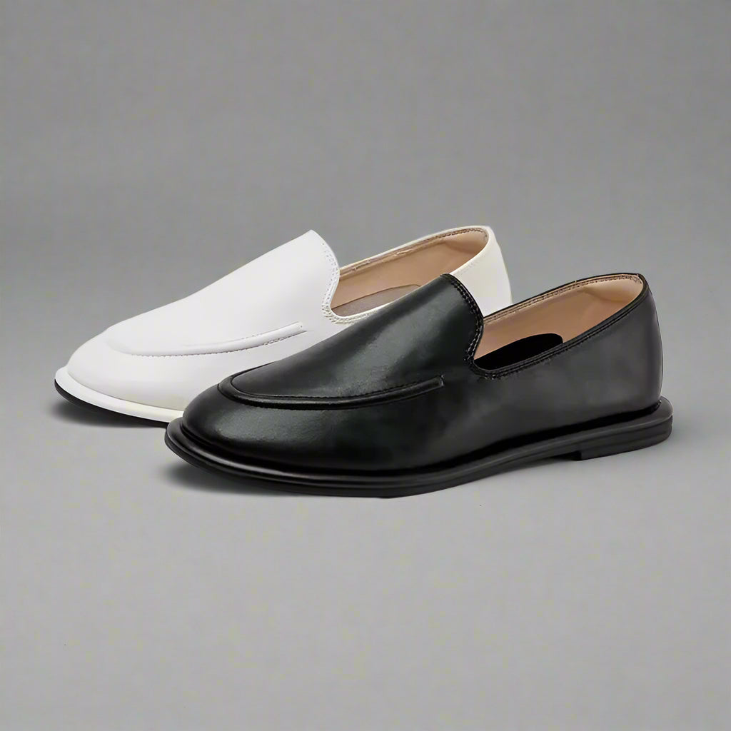 Loafers med Rund Tå i Læder til Kvinder | Forårs Kollektion - Yvette