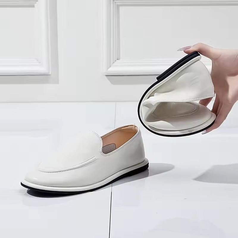 Loafers med Rund Tå i Læder til Kvinder | Forårs Kollektion - Yvette