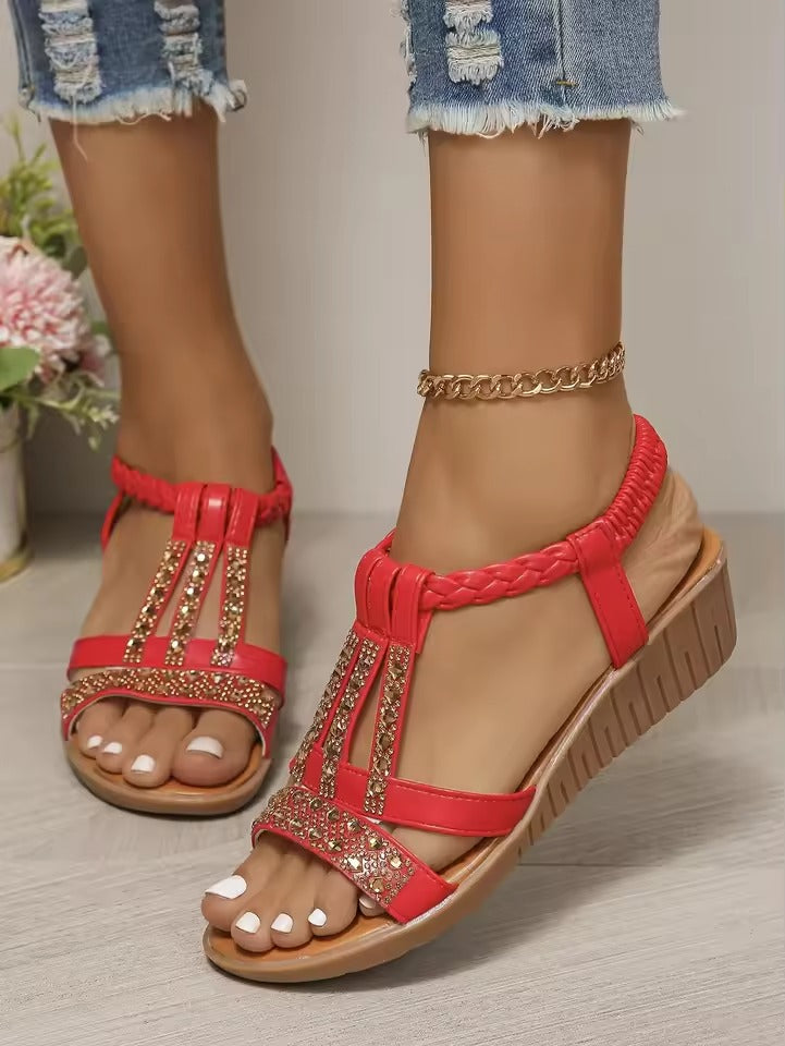 Bohemian Rhinestone Platform Sandaler til Kvinder | Forårs- og Sommerkollektion 2025 - Lanah