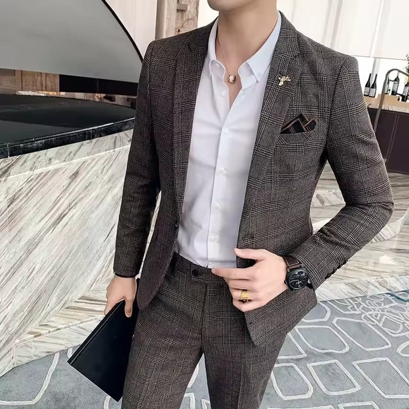 Herre Plaid Forretningsdragt (Blazer + Bukser) - Hozier