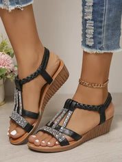 Bohemian Rhinestone Platform Sandaler til Kvinder | Forårs- og Sommerkollektion 2025 - Lanah
