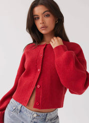 Essential rød cardigan - Emilie
