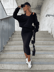 Todelt sæt bestående af en langærmet crop top og en ærmeløs kjole | Chaaron