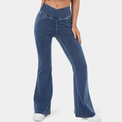 Jeans i stretchmateriale med høj talje og udskårne ben - Brittae