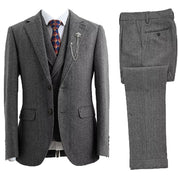 Herre Tredelt, Dobbeltradet Sildebens Tweed Bryllup Smoking - Cohall