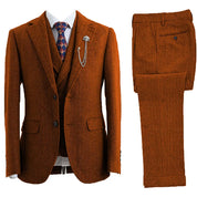 Herre Tredelt, Dobbeltradet Sildebens Tweed Bryllup Smoking - Cohall