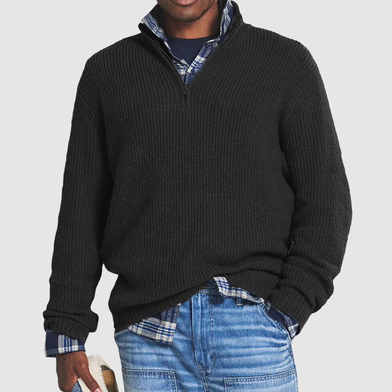Herre pullover med halv lynlås - Danielo
