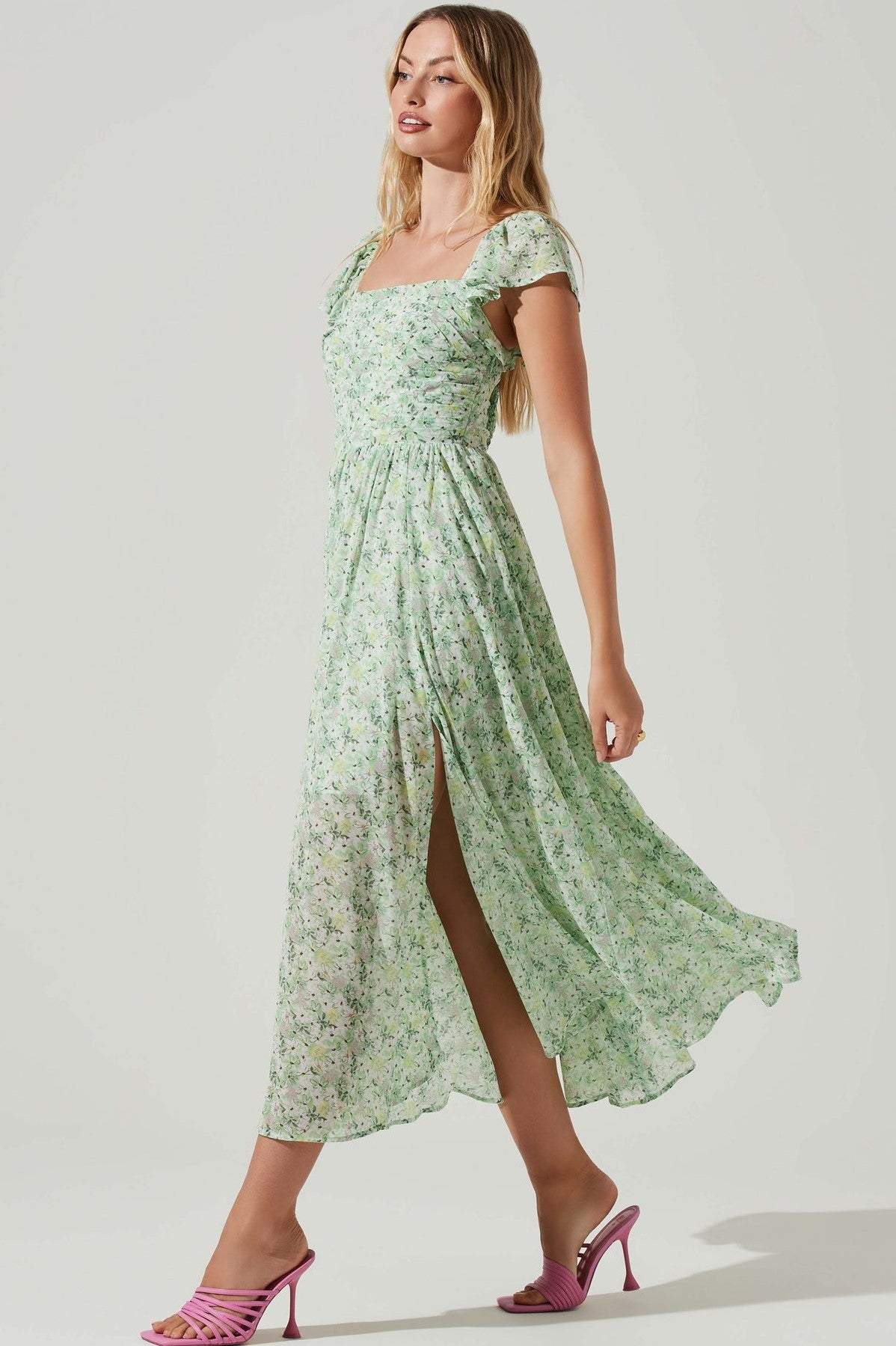 Blomsterprintet Damekjole med Slids | Forår 2025 Kollektion - Donatella