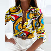 Printet, Smart Bluse med Krave | Forår og Sommer - Rozea