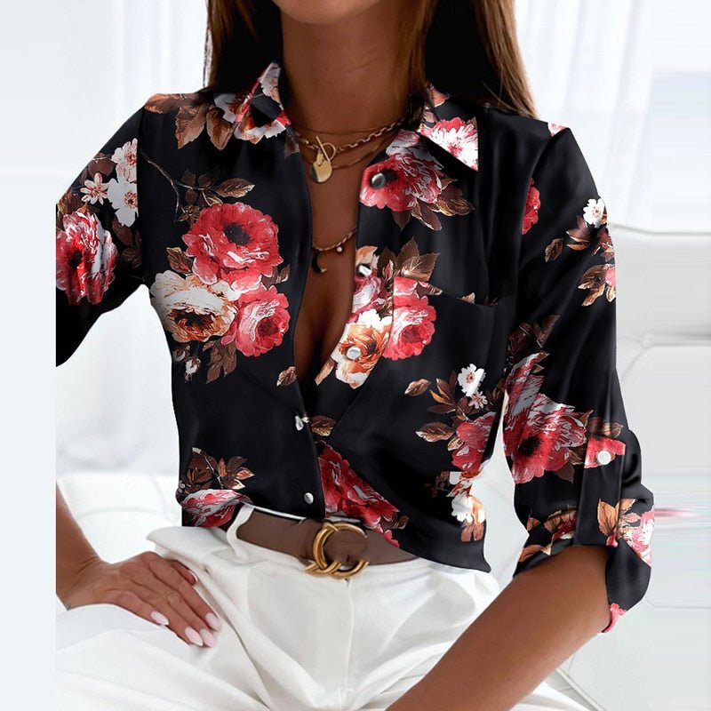 Printet, Smart Bluse med Krave | Forår og Sommer - Rozea